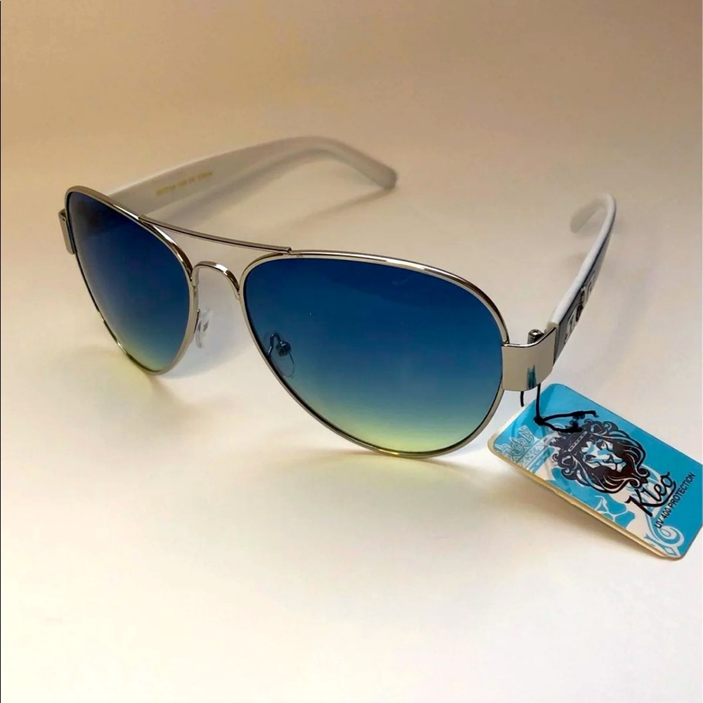 Blue green aviator sunglasses